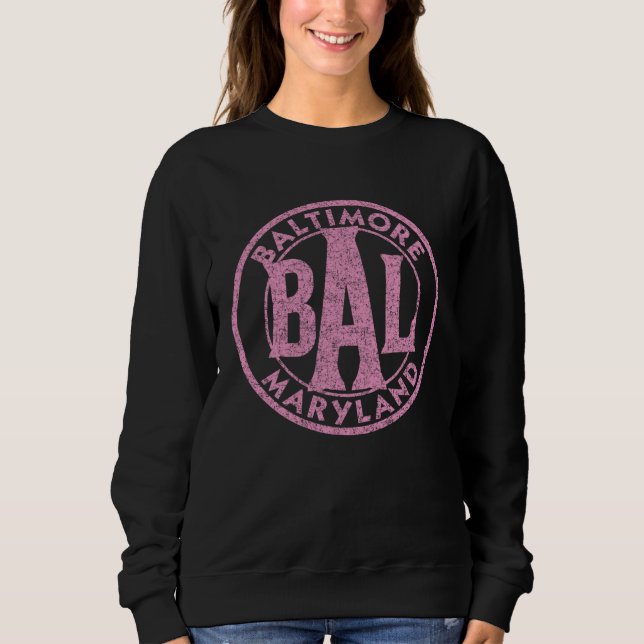 Baltimore BAL Circle Sign Distressed Pink Print Sweatshirt (Vorderseite)