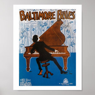 Baltimore-Blues-Vintage Lied-Blatt-Abdeckung Poster