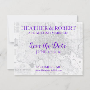 Baltimore Enregistrer la date Carte Vintage (gris)