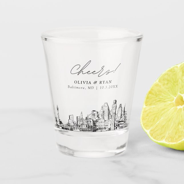 Baltimore Gastgeschenk Hochzeit Personalisiert Che Schnapsglas (Vorderseite)