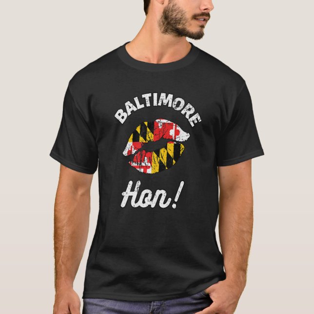 Baltimore Hon Maryland Girl State Flag Lips Kis T-Shirt (Vorderseite)