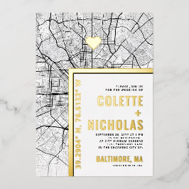 Baltimore Liebe Locator | Städtische Hochzeit Folieneinladung