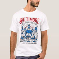 Baltimore Maryland Blaue Krabbe Und Hafenillustrat