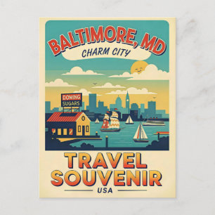 Baltimore Maryland Charm City Retro Postkarte