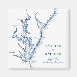 Baltimore Maryland Chesapeake Bay Map Wedding Magnet