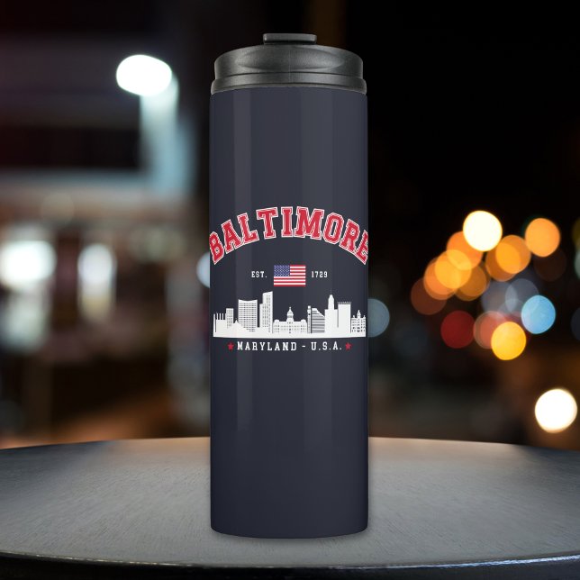 Baltimore Maryland Chic Cityscape Design Thermosbecher (Von Creator hochgeladen)