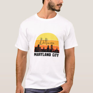 Baltimore Maryland City Skyline Sonnenuntergang Re T-Shirt