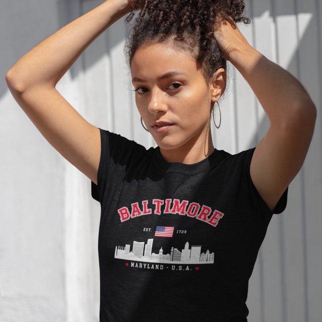 Baltimore Maryland Contemporary City Skyline Tri-Blend Shirt (Von Creator hochgeladen)