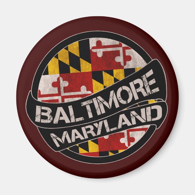 Baltimore Maryland Fahnengrunge Magnet (Vorne)