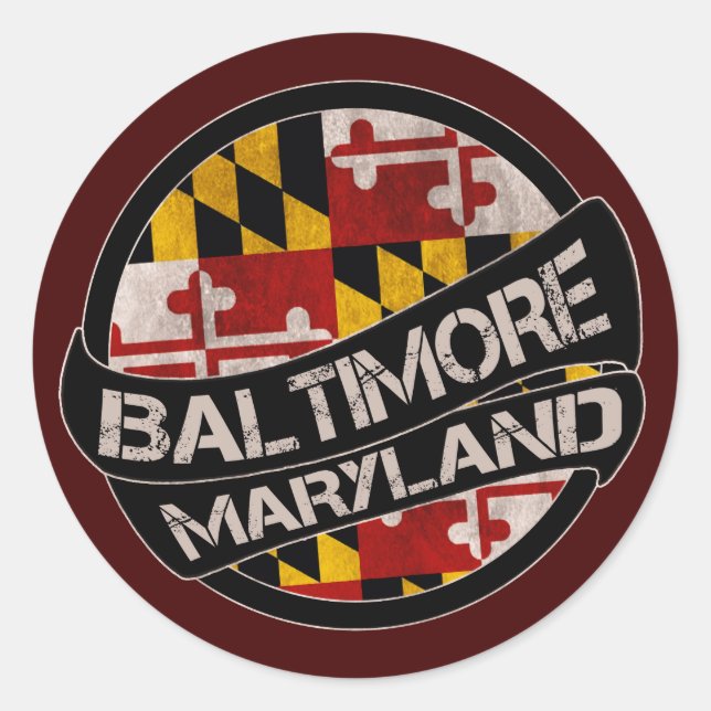 Baltimore Maryland Flaggengrunge-Aufkleber Runder Aufkleber (Vorderseite)