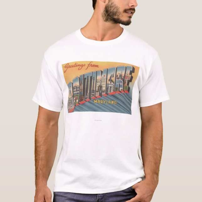 Baltimore, Maryland - große Buchstabe-Szenen 2 T-Shirt (Vorderseite)