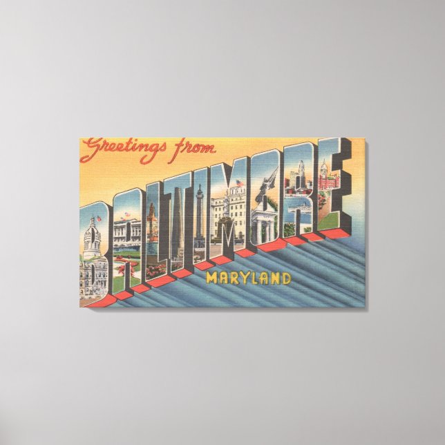 Baltimore, Maryland - Große Buchstabenszenen 2 Leinwanddruck (Vorderseite)