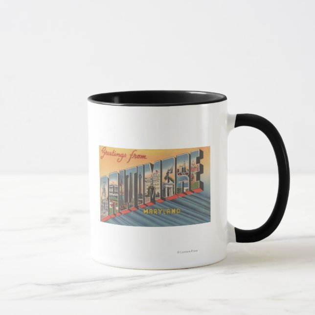 Baltimore, Maryland - Große Buchstabenszenen 2 Tasse (Rechts)