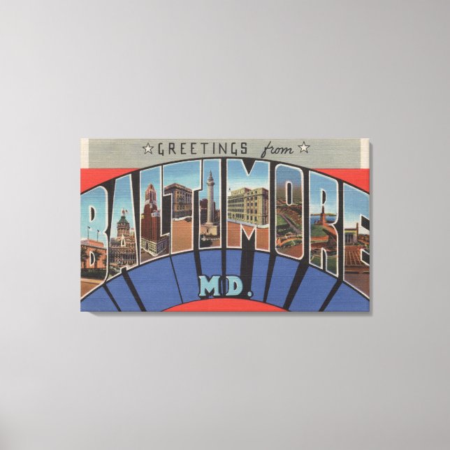 Baltimore, Maryland - Große Buchstabenszenen 3 Leinwanddruck (Vorderseite)