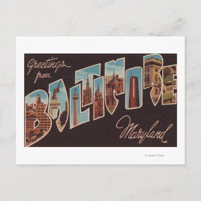 Baltimore, Maryland - Große Buchstabenszenen 3 Postkarte (Vorderseite)