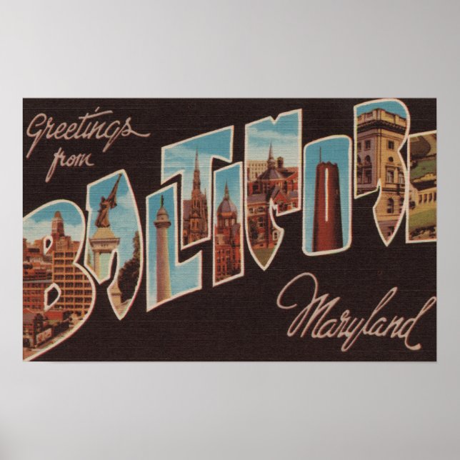 Baltimore, Maryland - Large Letter Scenes Poster (Vorne)