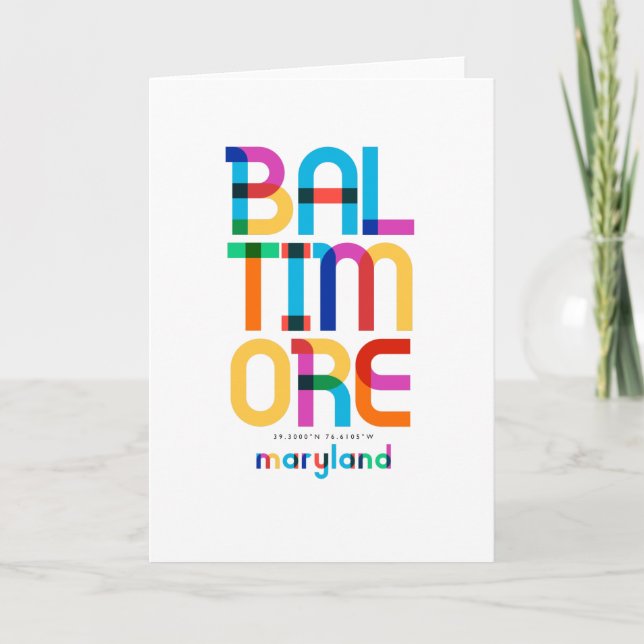 Baltimore Maryland Mitte Jahrhundert, Pop Art, Karte (Vorderseite)