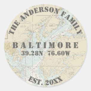 Baltimore Maryland Nautical Umschlag Aufklebers Bo Runder Aufkleber