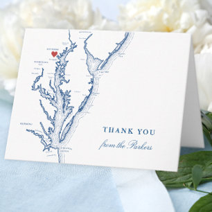 Baltimore Maryland Navy Blue Map personalisiert Dankeskarte