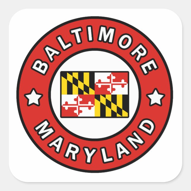 Baltimore Maryland Quadratischer Aufkleber (Vorderseite)