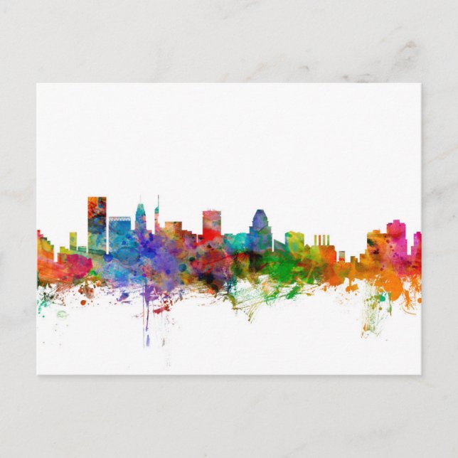 Baltimore Maryland Skyline Postkarte (Vorderseite)