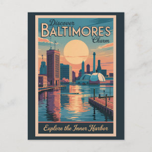 Baltimore Maryland Skyline Reise Kunst Vintage Postkarte