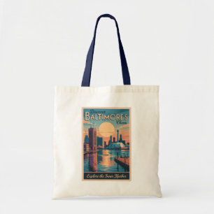Baltimore Maryland Skyline Reise Kunst Vintage Tragetasche