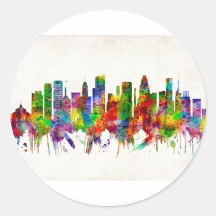 Baltimore Maryland Skyline Runder Aufkleber