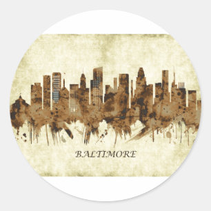 Baltimore Maryland Stadtbild Runder Aufkleber