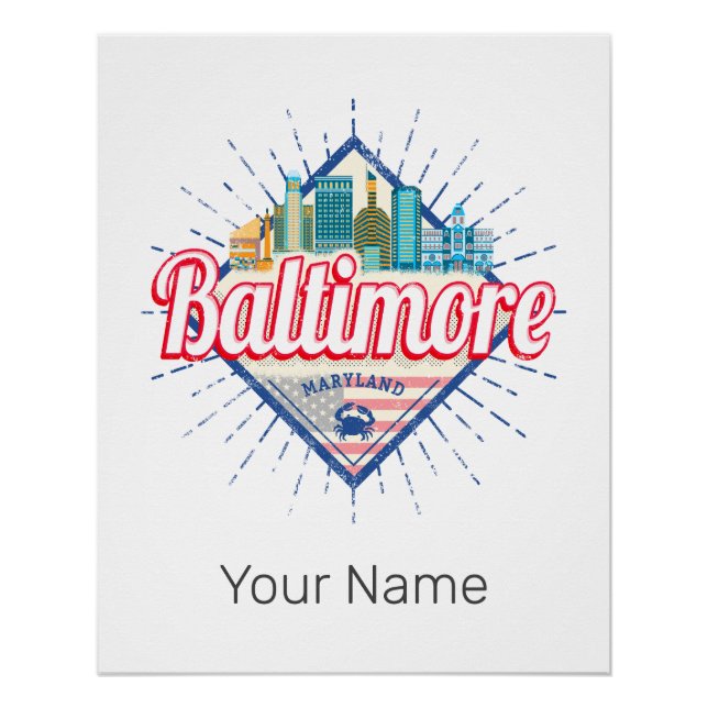 Baltimore Maryland United Staaten Skyline Vintag Poster (Vorderseite)
