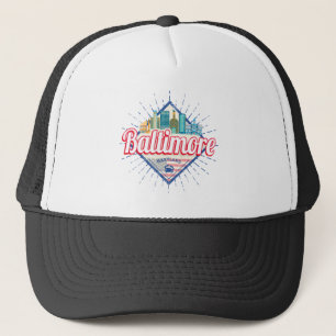 Baltimore Maryland United Staaten Skyline Vintag Truckerkappe