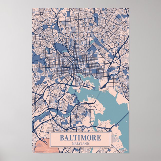 Baltimore Maryland USA Breezy City Map Travel Poster (Vorne)