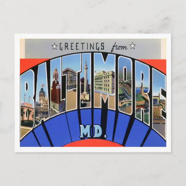 Baltimore, Maryland Vintag Big Letters Postcard Postkarte (Vorderseite)