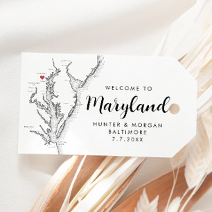 Baltimore Maryland Wedding Welcome Black and White Geschenkanhänger