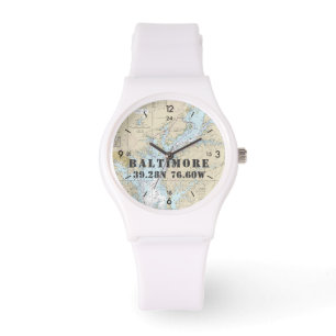 Baltimore MD Latitude Längengrad Nautical Boater Armbanduhr