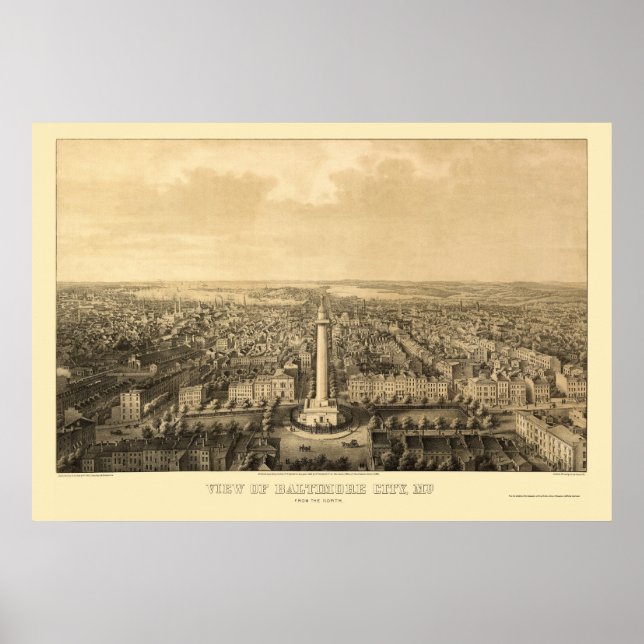 Baltimore, MD Panoramic Map - 1862 Poster (Vorne)