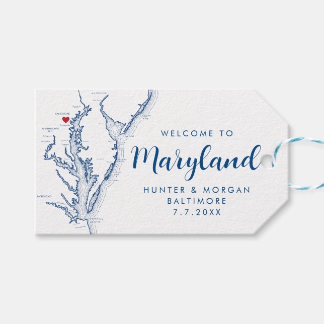 Baltimore Minimal Moderne Marine Blue Wedding Will Geschenkanhänger (Vorderseite (Horizontal))