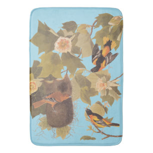 Baltimore Oriole Audubon Bird Familie mit Nest Badematte