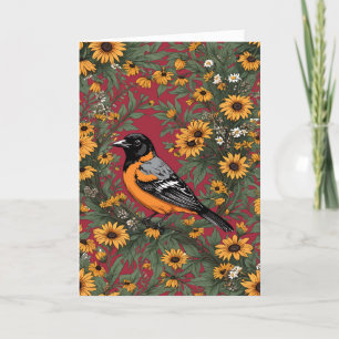 Baltimore Oriole Bird und Black Mit Augen Susan Bl Feiertagskarte