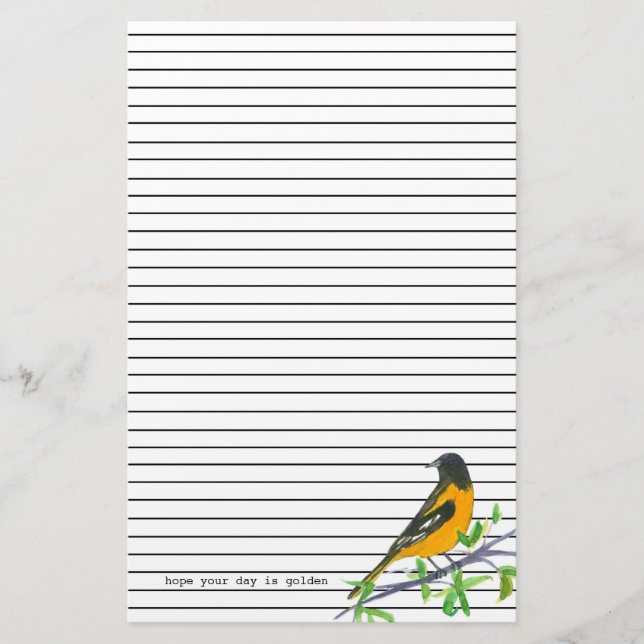 Baltimore Oriole Golden Day Black Linde Briefpapier (Vorderseite)