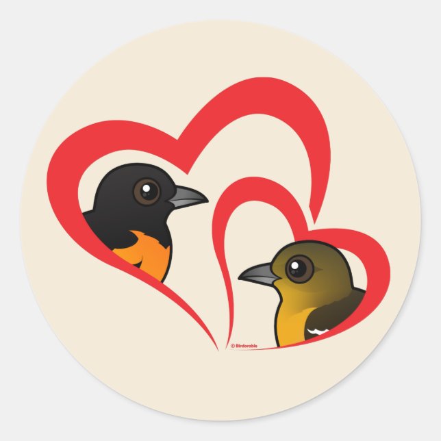 Baltimore Oriole Liebe Runder Aufkleber (Vorderseite)