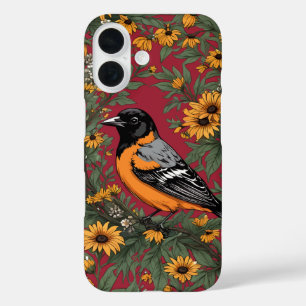 Baltimore Oriole Vogel und Black Eyed Susan Blumen iPhone 16 Hülle