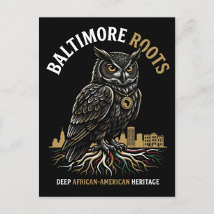Baltimore Roots Weise Eule Afroamerikanisches Erbe Postkarte