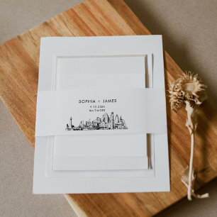 Baltimore Skyline Bly Band, 2"x11,5" Einladungsbanderole