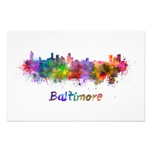 Baltimore skyline im Watercolor Fotodruck