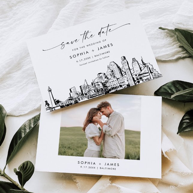 Baltimore Skyline Wedding Enregistrer la carte Dat (Créateur téléchargé)