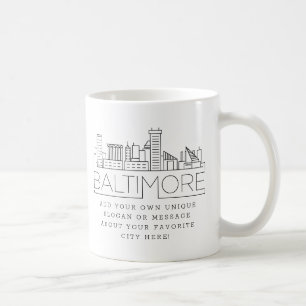 Baltimore Stylized Skyline   Benutzerdefinierter S Kaffeetasse