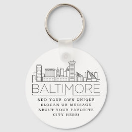 Baltimore Stylized Skyline | Benutzerdefinierter S Schlüsselanhänger