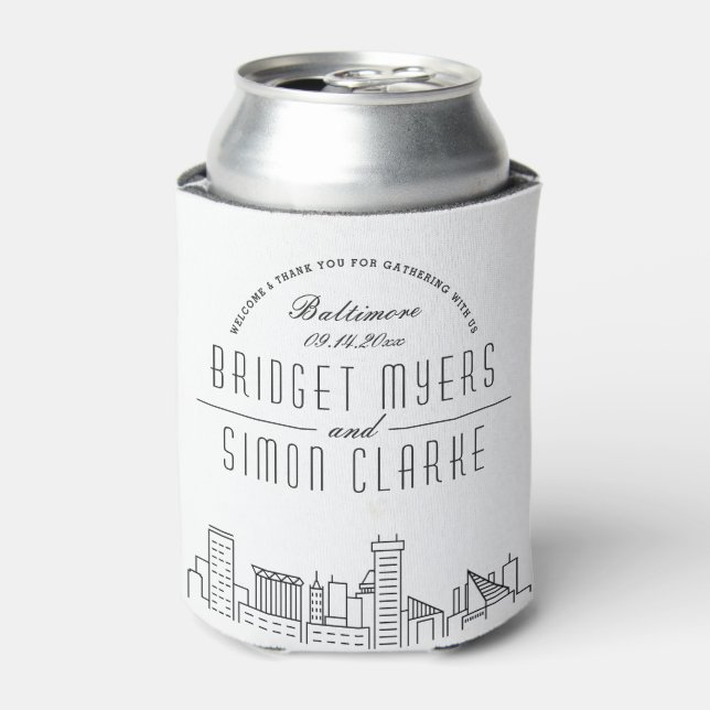 Baltimore Stylized Skyline | Wedding Can Cooler Dosenkühler (Kanne Vorderseite)