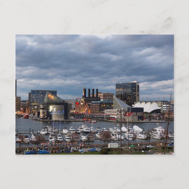 Baltimore Sundown Skyline Postkarte (Vorderseite)